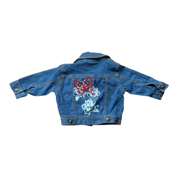 Vintage 2000's Butterfly Jean Jacket Denim 6-9 Months Y2k - Picture 3 of 3